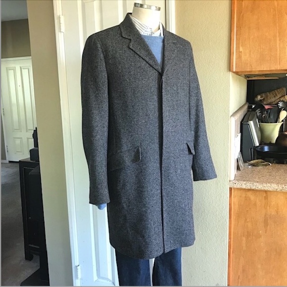 THEORY Mens Herringbone Wool-Blend 3/4 Length Topcoat EUC/sz M - Picture 11 of 16